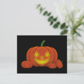 Glowing Jack-o'-Lantern Pumpkin Feiertagspostkarte (Stehend Vorderseite)