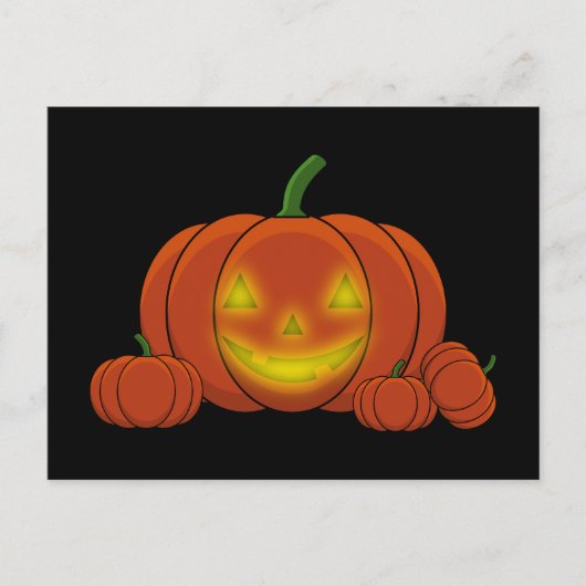 Glowing Jack-o'-Lantern Pumpkin Feiertagspostkarte (Vorderseite)