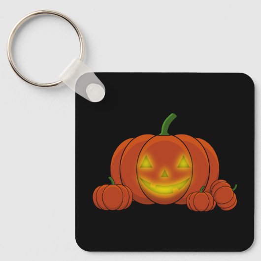Glowing Jack-o'-Lantern Pumpkin Schlüsselanhänger (Vorderseite)