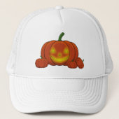 Glowing Jack-o'-Lantern Pumpkin Truckerkappe (Vorderseite)