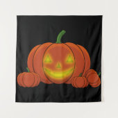 Glowing Jack-o'-Lantern Pumpkin Wandteppich (Vorderseite)
