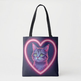 Glowing Kitty Love Art | Romantic Pet Lover Gift Tasche