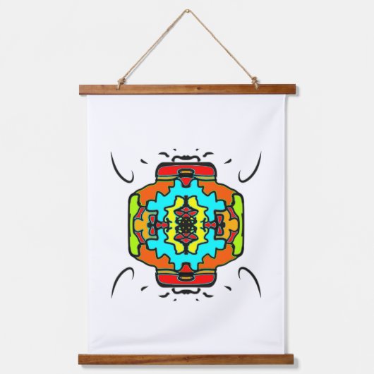 Glowing Lantern Mandala Wandteppich Mit Holzrahmen (Vorderseite)