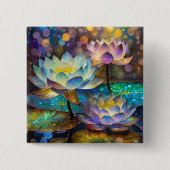 Glowing Lotus Flowers Trio Button (Vorderseite)