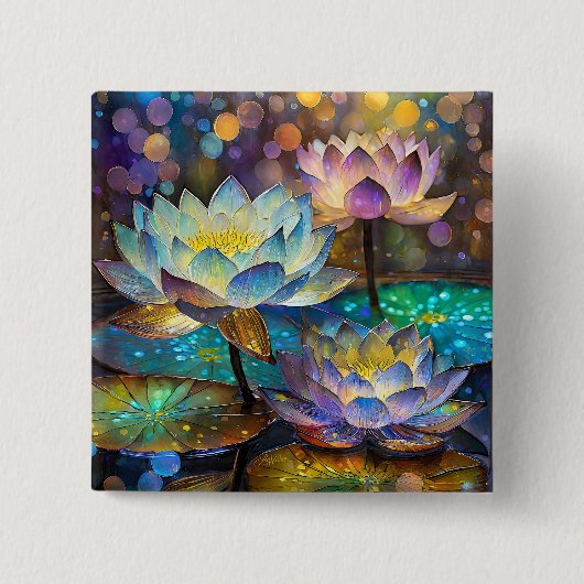 Glowing Lotus Flowers Trio Button (Vorderseite)