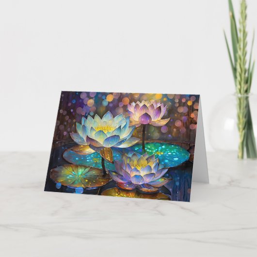 Glowing Lotus Flowers Trio Karte (Vorderseite)