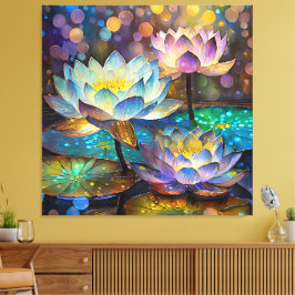 Glowing Lotus Flowers Trio Leinwanddruck