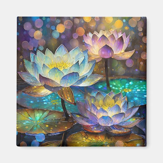 Glowing Lotus Flowers Trio Magnet (Vorne)