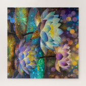 Glowing Lotus Flowers Trio Puzzle (Horizontal)