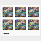 Glowing Lotus Flowers Trio Quadratischer Aufkleber (Blatt)