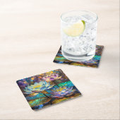 Glowing Lotus Flowers Trio Rechteckiger Pappuntersetzer (Vor Ort)