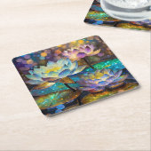 Glowing Lotus Flowers Trio Rechteckiger Pappuntersetzer (angewinkelt)