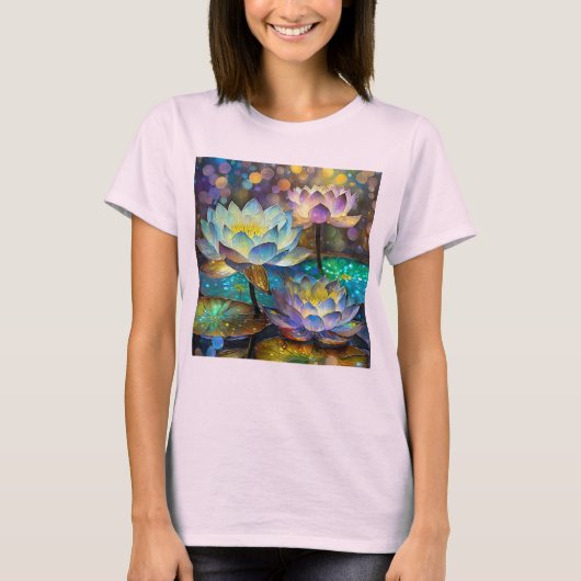 Glowing Lotus Flowers Trio T-Shirt (Vorderseite)