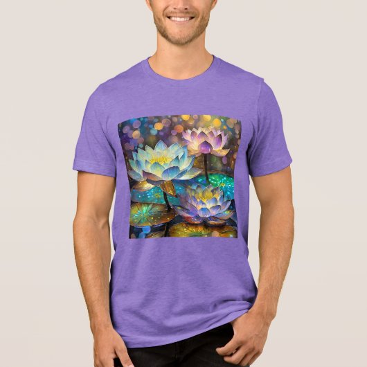 Glowing Lotus Flowers Trio Tri-Blend Shirt (Vorderseite)