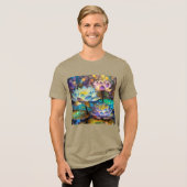 Glowing Lotus Flowers Trio Tri-Blend Shirt (Vorderseite voll)