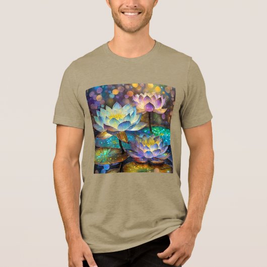 Glowing Lotus Flowers Trio Tri-Blend Shirt (Vorderseite)