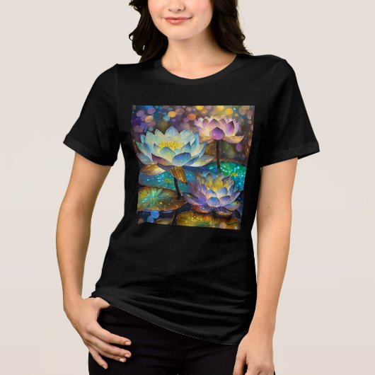 Glowing Lotus Flowers Trio Tri-Blend Shirt (Vorderseite)