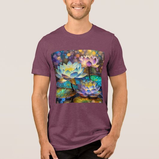 Glowing Lotus Flowers Trio Tri-Blend Shirt (Vorderseite)