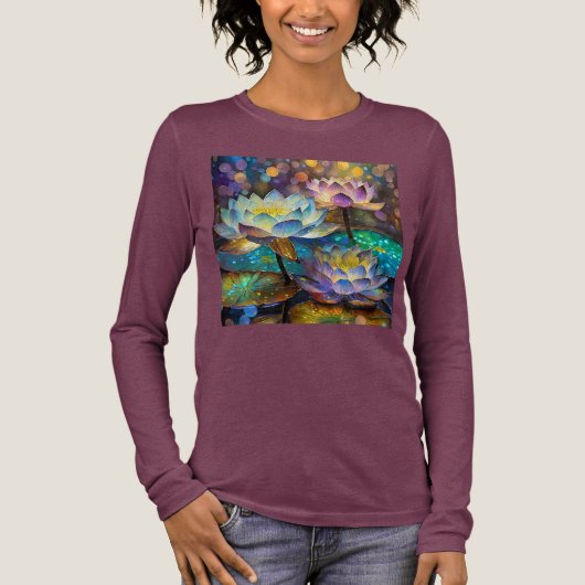 Glowing Lotus Flowers Trio Tri-Blend Shirt (Vorderseite)