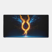 Glowing Magic Fire Ring Blue Orange Gaming Schreibtischunterlage (Vorderseite)