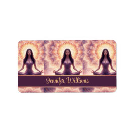 Glowing Mandala Meditation Woman Custom Name       Adressaufkleber