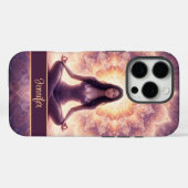 Glowing Mandala Meditation Woman Custom Name Case-Mate iPhone Hülle (Rückseite (Horizontal))