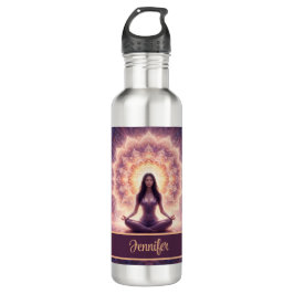 Glowing Mandala Meditation Woman Custom Name       Edelstahlflasche