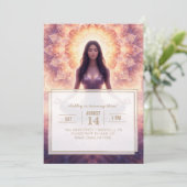 Glowing Mandala Meditation Woman Custom Name       Einladung (Stehend Vorderseite)