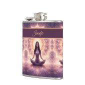 Glowing Mandala Meditation Woman Custom Name Flachmann (Links)