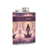 Glowing Mandala Meditation Woman Custom Name Flachmann (Rechts)