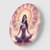 Glowing Mandala Meditation Woman Custom Name       Große Wanduhr (Winkel)