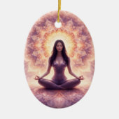 Glowing Mandala Meditation Woman Custom Name       Keramik Ornament (Vorne)