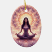 Glowing Mandala Meditation Woman Custom Name       Keramik Ornament (Hinten)