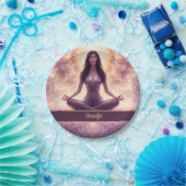 Glowing Mandala Meditation Woman Custom Name       Pappteller (Party)