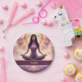 Glowing Mandala Meditation Woman Custom Name       Pappteller (Party)