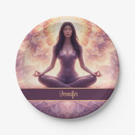 Glowing Mandala Meditation Woman Custom Name       Pappteller