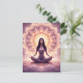 Glowing Mandala Meditation Woman Custom Name       Postkarte (Stehend Vorderseite)
