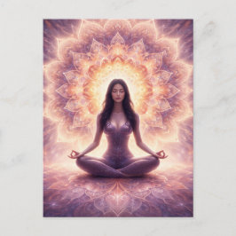 Glowing Mandala Meditation Woman Custom Name       Postkarte
