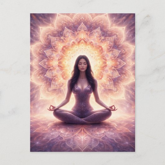 Glowing Mandala Meditation Woman Custom Name       Postkarte (Vorderseite)