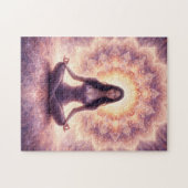 Glowing Mandala Meditation Woman Custom Name       Puzzle (Horizontal)