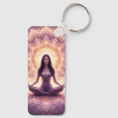 Glowing Mandala Meditation Woman Custom Name       Schlüsselanhänger (Rückseite)