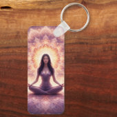 Glowing Mandala Meditation Woman Custom Name       Schlüsselanhänger (Rückseite)