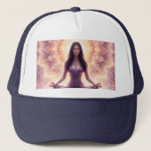 Glowing Mandala Meditation Woman Custom Name Truckerkappe (Vorderseite)