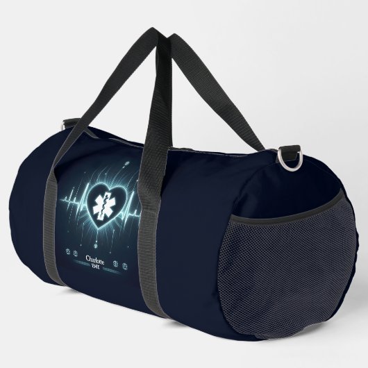 Glowing Medical Heartbeat Pulse EMT Design Duffle Bag (Rechte Ecke)