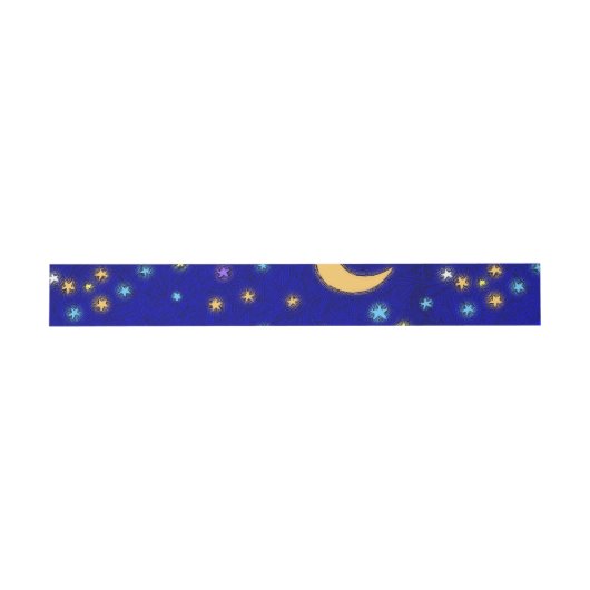 Glowing Moon and Stars Etching Pattern Bands Einladungsbanderole (Flach)