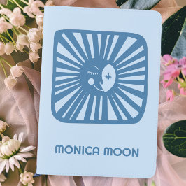 Glowing Moon Cute Charming  Blue CUSTOM NAME Passhülle