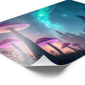 Glowing Mushroom Forest Fox Fantasy Art Fotodruck (Ecke)
