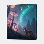 Glowing Mushroom Forest Fox Fantasy Art Keramikornament (Links)