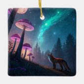 Glowing Mushroom Forest Fox Fantasy Art Keramikornament (Vorderseite)