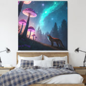 Glowing Mushroom Forest Fox Fantasy Art Leinwanddruck (Insitu (Schlafzimmer))